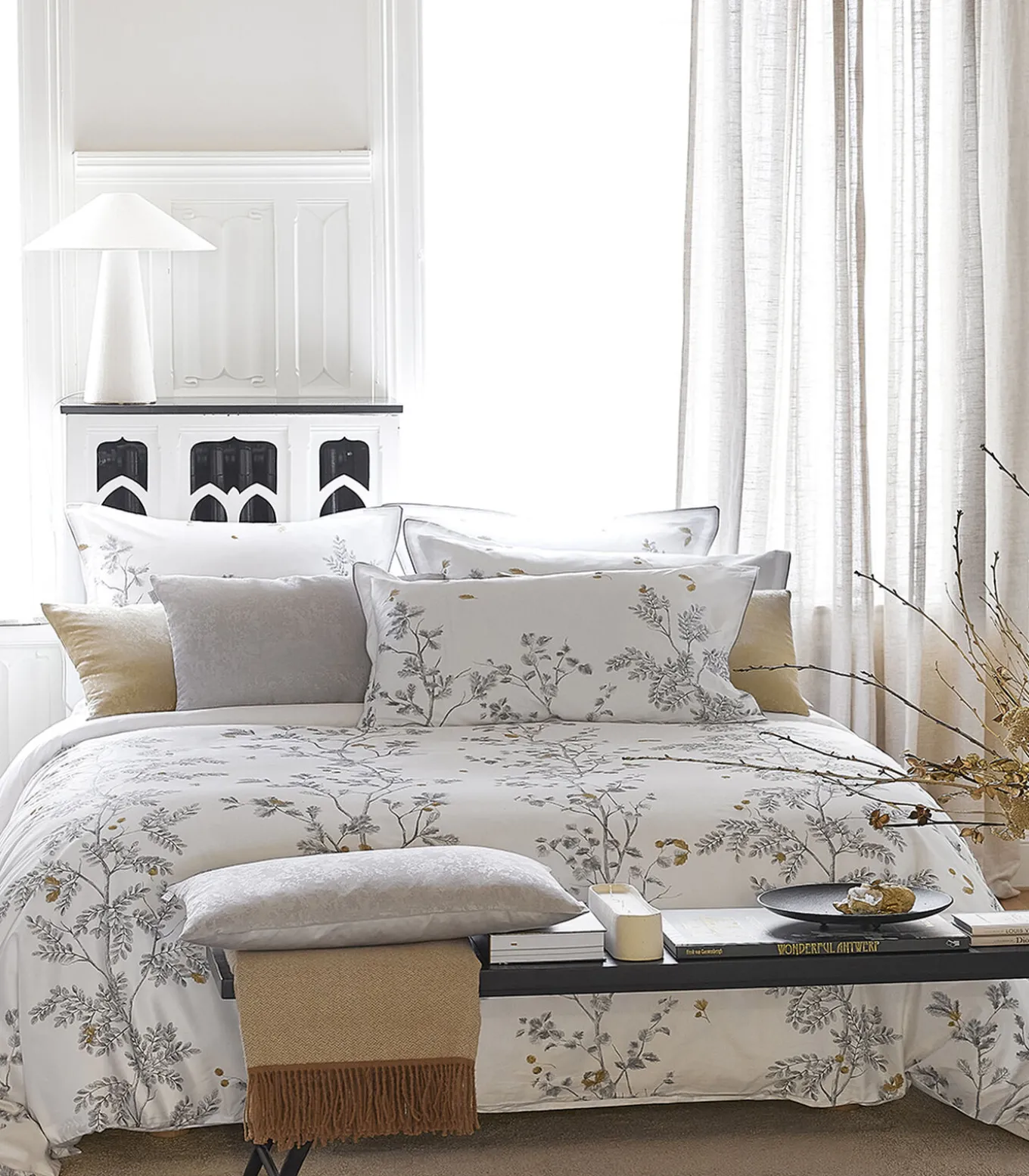 Saison - Kussensloop in katoen satijn met print