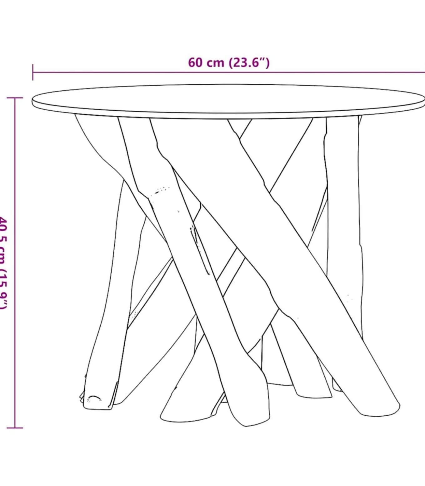 Salontafel 60 cm massief teak drijfhout