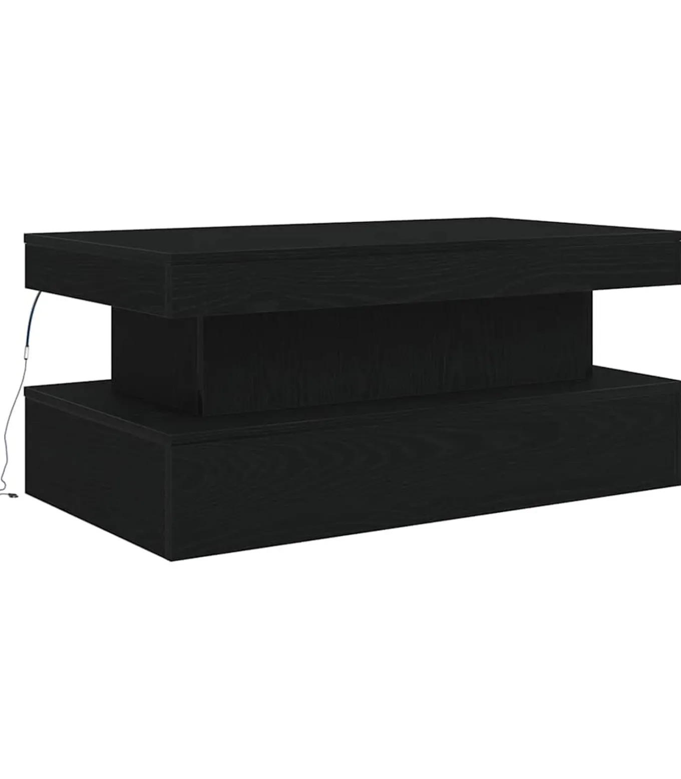 Salontafel met LED-verlichting 90x50x40 cm zwart eiken