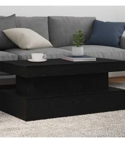 Salontafel met LED-verlichting 90x50x40 cm zwart eiken