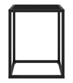 Salontafel met zwart glas 40x40x50 cm zwart