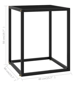 Salontafel met zwart glas 40x40x50 cm zwart