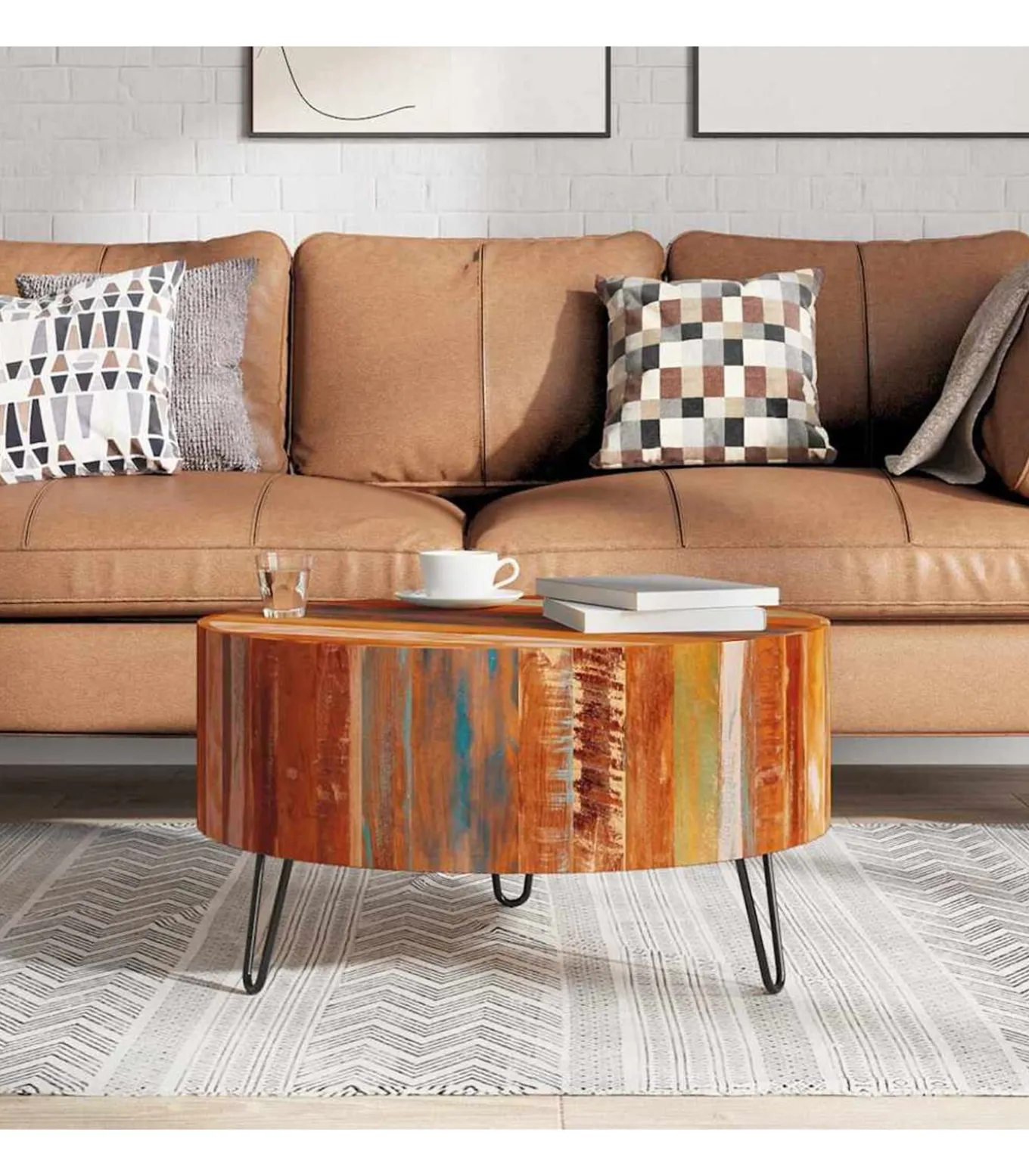 Salontafel rond massief gerecycled hout