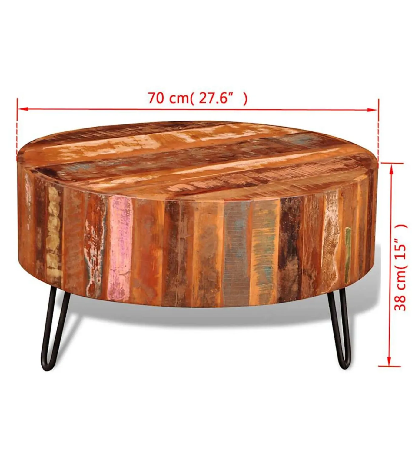 Salontafel rond massief gerecycled hout