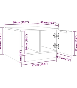 Salontafel 50x50x36 cm bewerkt hout artisanaal eikenkleur