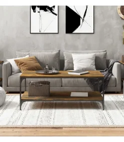 Salontafel 80x50x40 cm bewerkt hout gerookt eikenkleurig