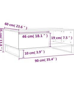 Salontafel 90x60x35 cm bewerkt hout wit