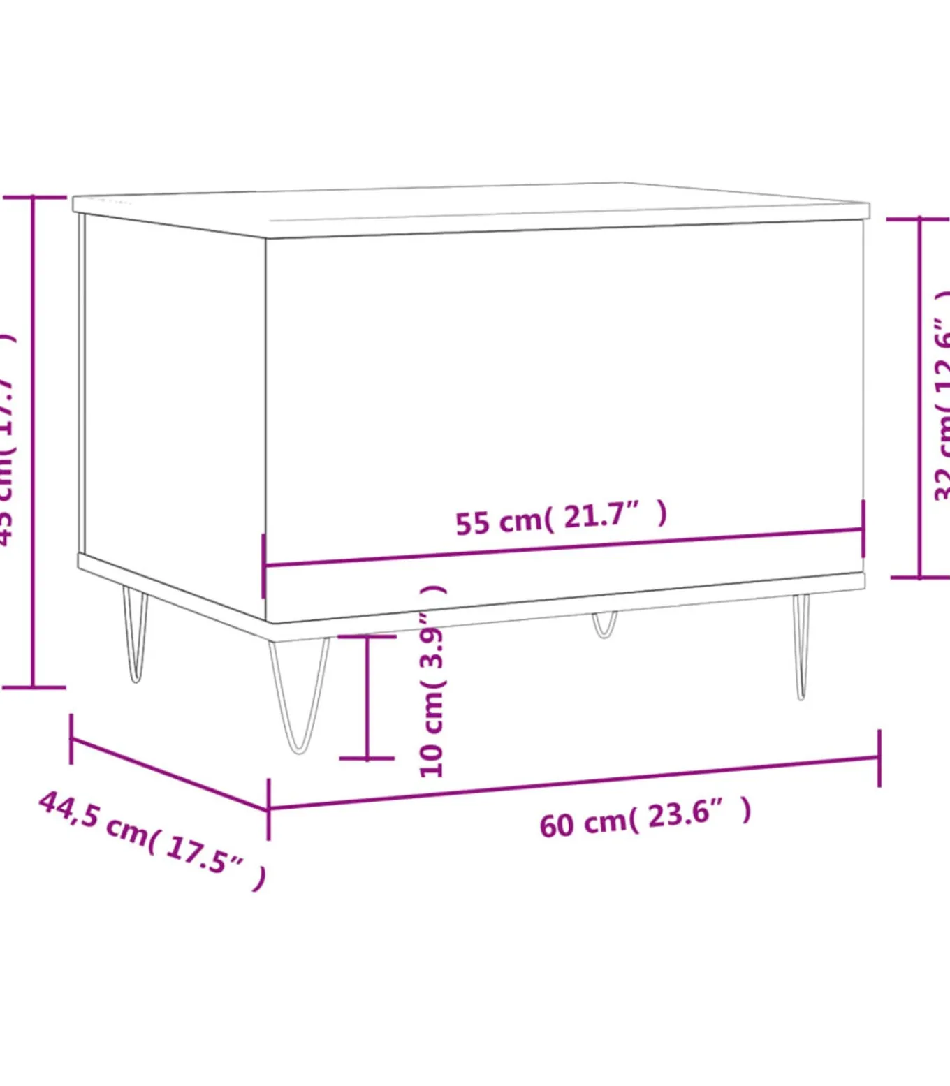 Salontafel 60x44,5x45 cm bewerkt hout gerookt eikenkleurig