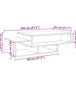 Salontafel 105x55x32 cm bewerkt hout artisanaal eikenkleurig