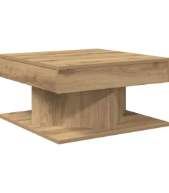 Salontafel 55x55x30 cm bewerkt hout artisanaal eikenkleurig
