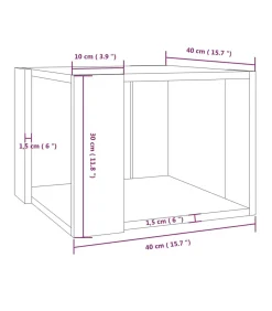 Salontafel 40x40x30 cm bewerkt hout bruin eikenkleur