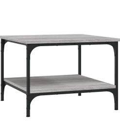 Salontafel 55x55x40 cm bewerkt hout grijs sonoma eikenkleurig