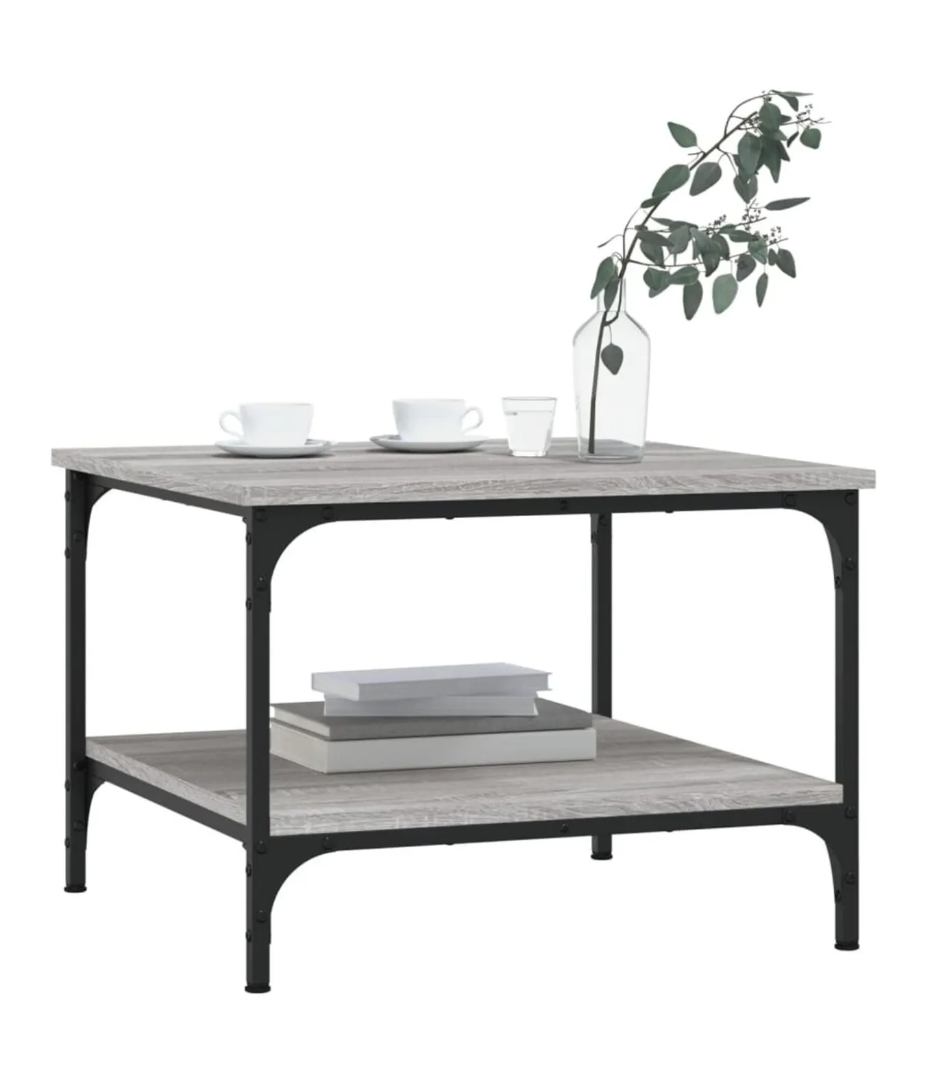 Salontafel 55x55x40 cm bewerkt hout grijs sonoma eikenkleurig