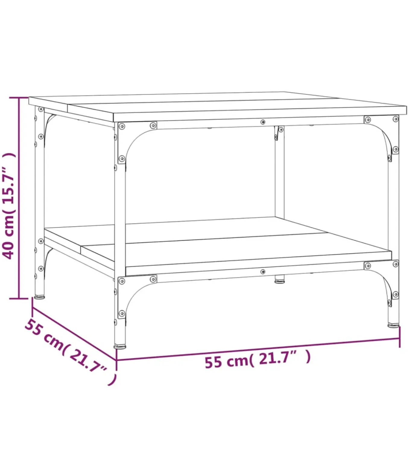 Salontafel 55x55x40 cm bewerkt hout grijs sonoma eikenkleurig