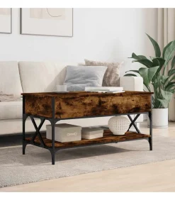 Salontafel 100x50x50 cm bewerkt hout en metaal gerookt eiken