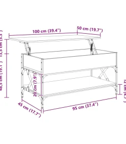 Salontafel 100x50x50 cm bewerkt hout en metaal gerookt eiken