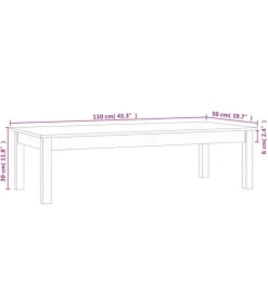 Salontafel 110x50x30 cm massief grenenhout wit