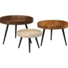 Salontafels 3 st rond massief mangohout