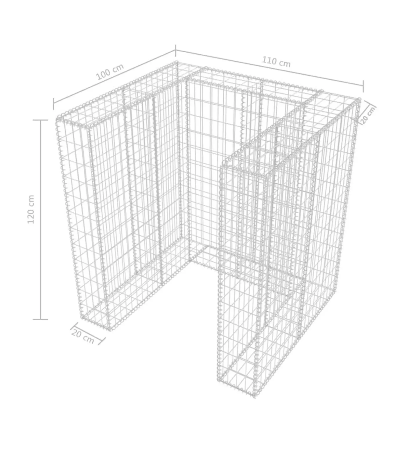 Schanskorf enkele vuilnisbak ombouw 110x100x120 cm staal