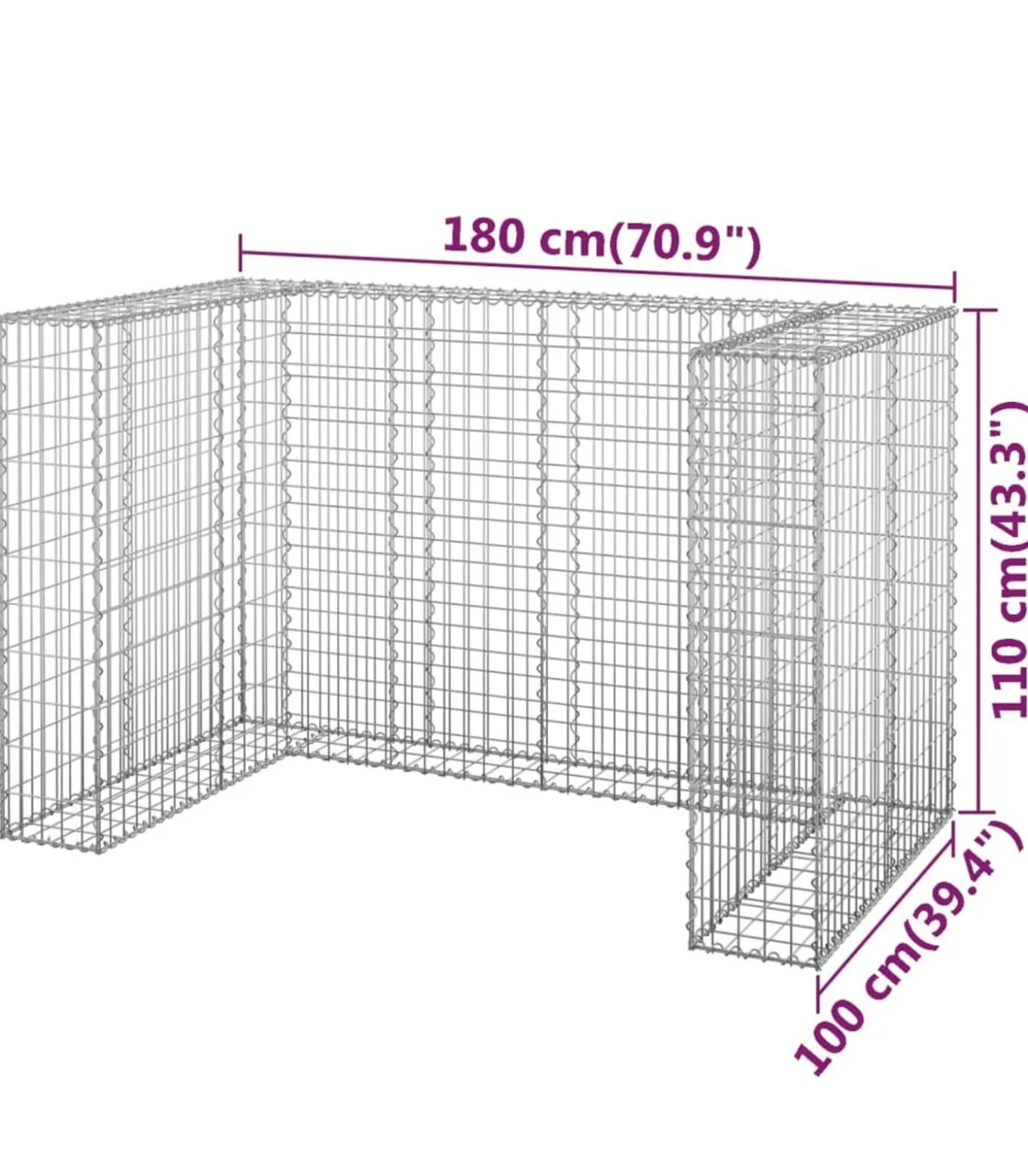 Schanskorf voor containers 180x100x110 cm gegalvaniseerd staal