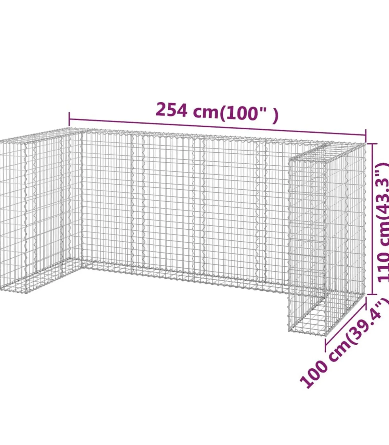 Schanskorf voor containers 254x100x110 cm gegalvaniseerd staal