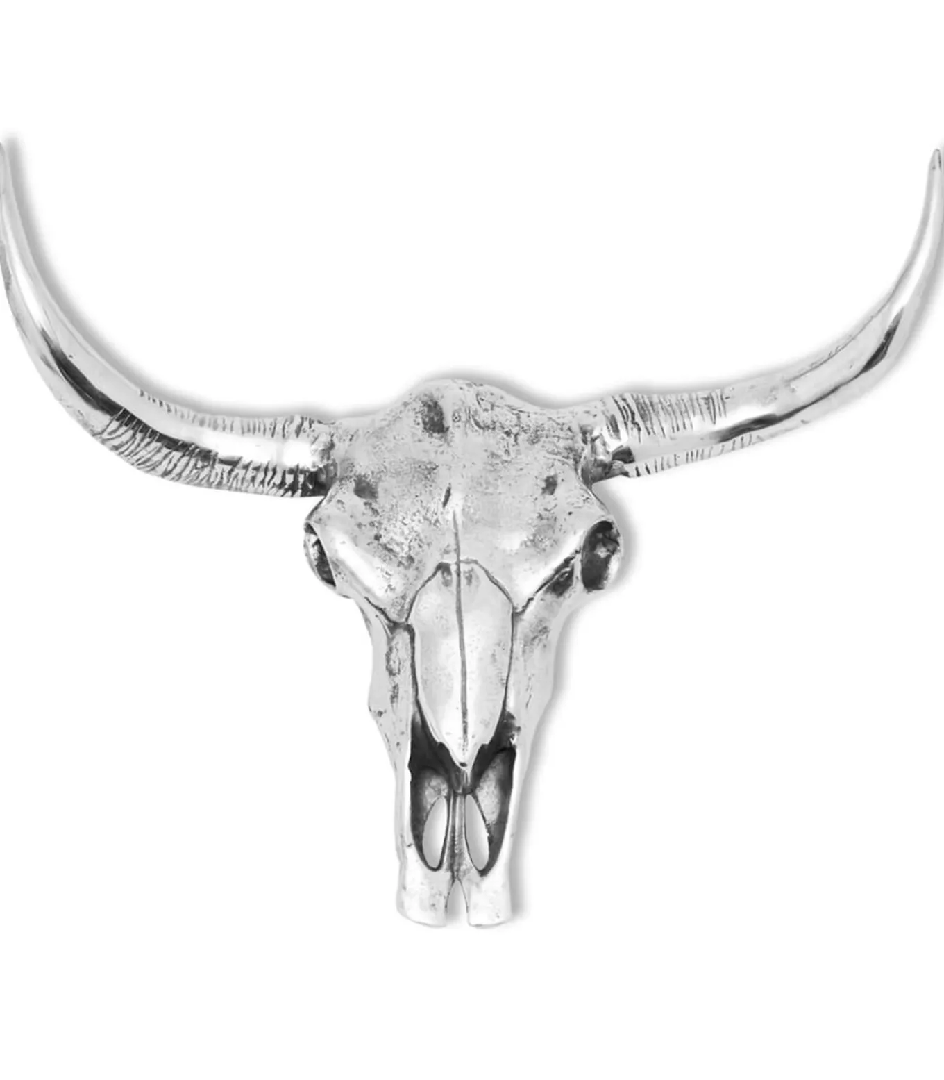 Schedel muurdecoratie aluminium zilver