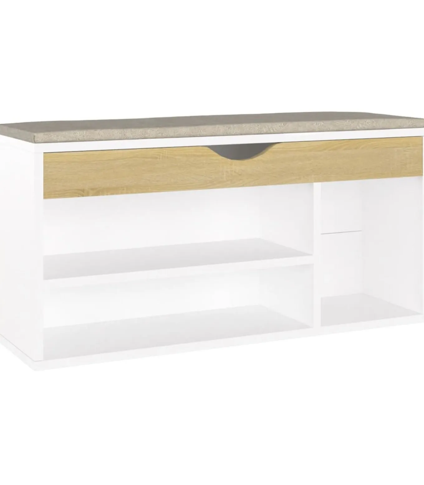 Schoenenbank en kussen 104x30x49 cm hout wit sonoma eiken