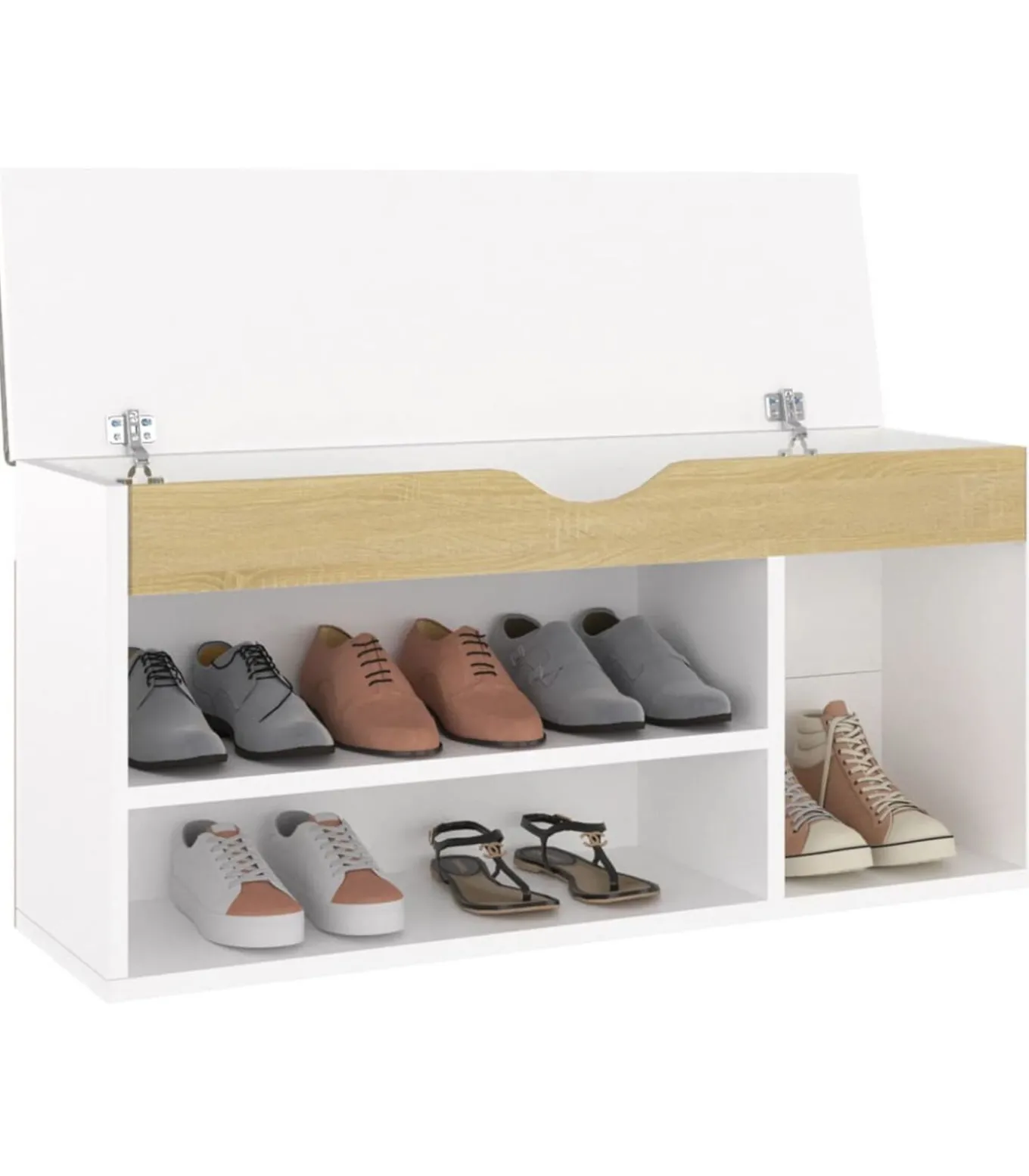 Schoenenbank en kussen 104x30x49 cm hout wit sonoma eiken