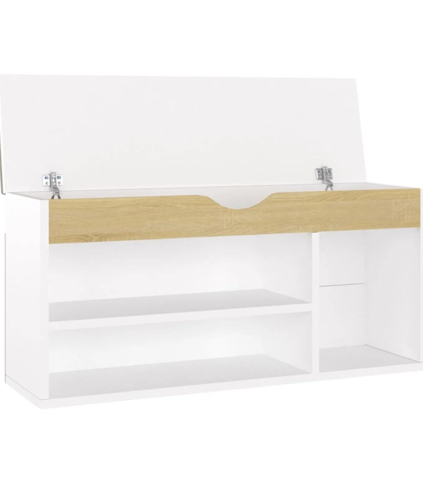 Schoenenbank en kussen 104x30x49 cm hout wit sonoma eiken