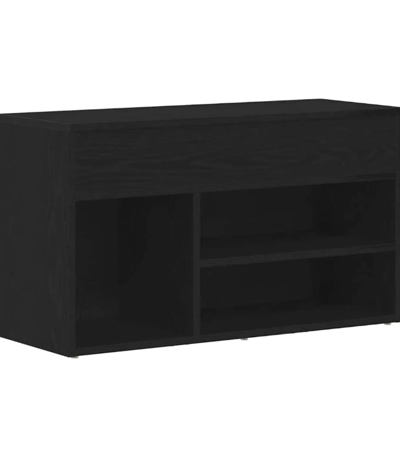 Schoenenbank met plank Zwart eiken 80 x 30 x 45 cm Bewerkt hout