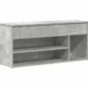 Schoenenbank 102x30,5x45 cm bewerkt hout betongrijs