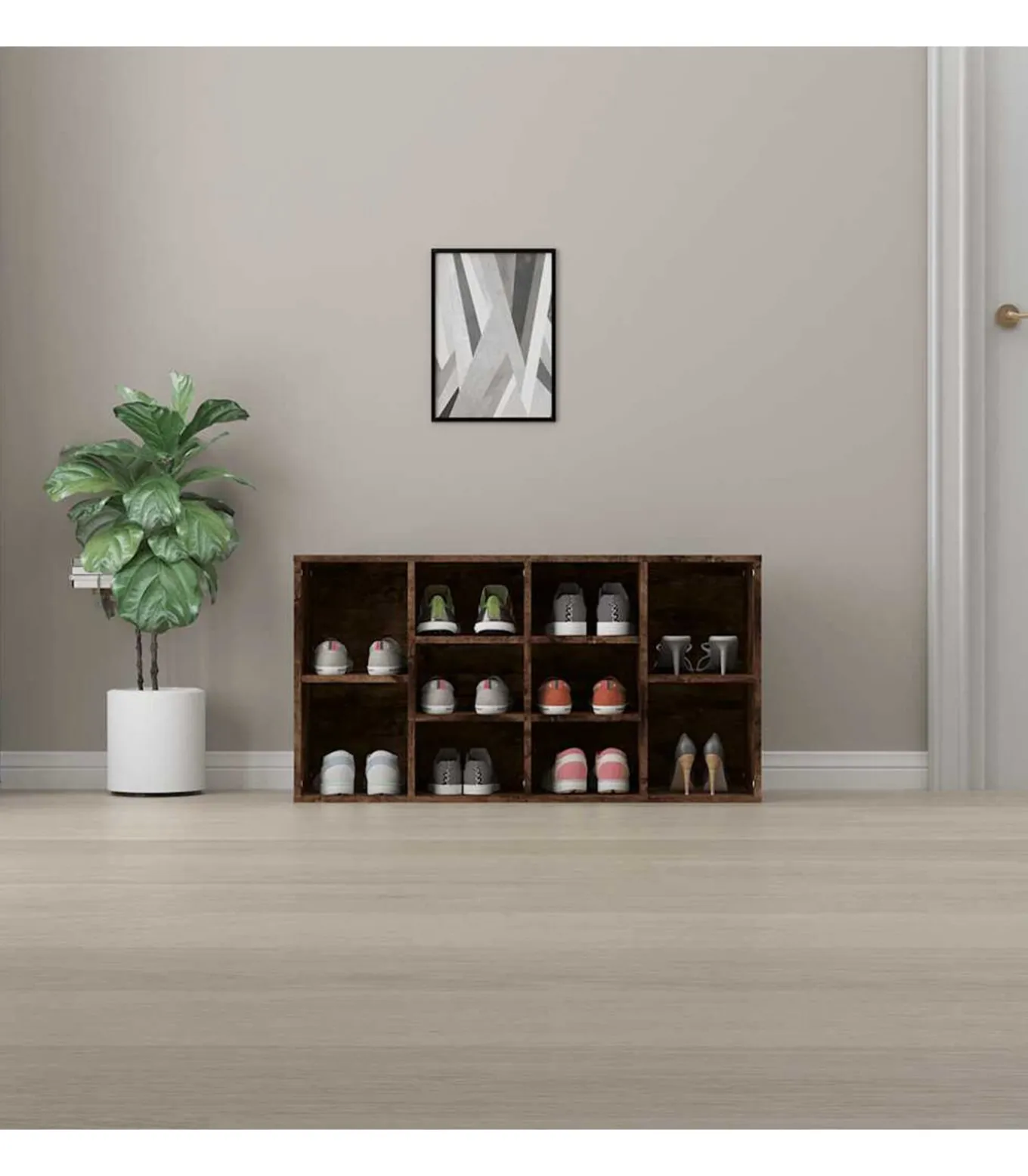 Schoenenbank 103x30x55 cm bewerkt hout gerookt eikenkleurig