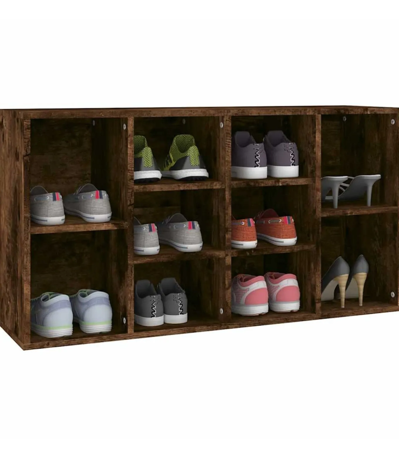 Schoenenbank 103x30x55 cm bewerkt hout gerookt eikenkleurig