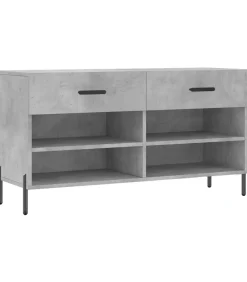 Schoenenbank 102x35x55 cm bewerkt hout betongrijs