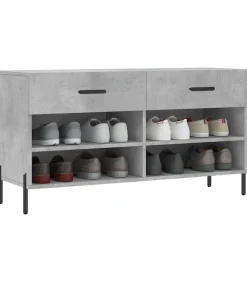Schoenenbank 102x35x55 cm bewerkt hout betongrijs