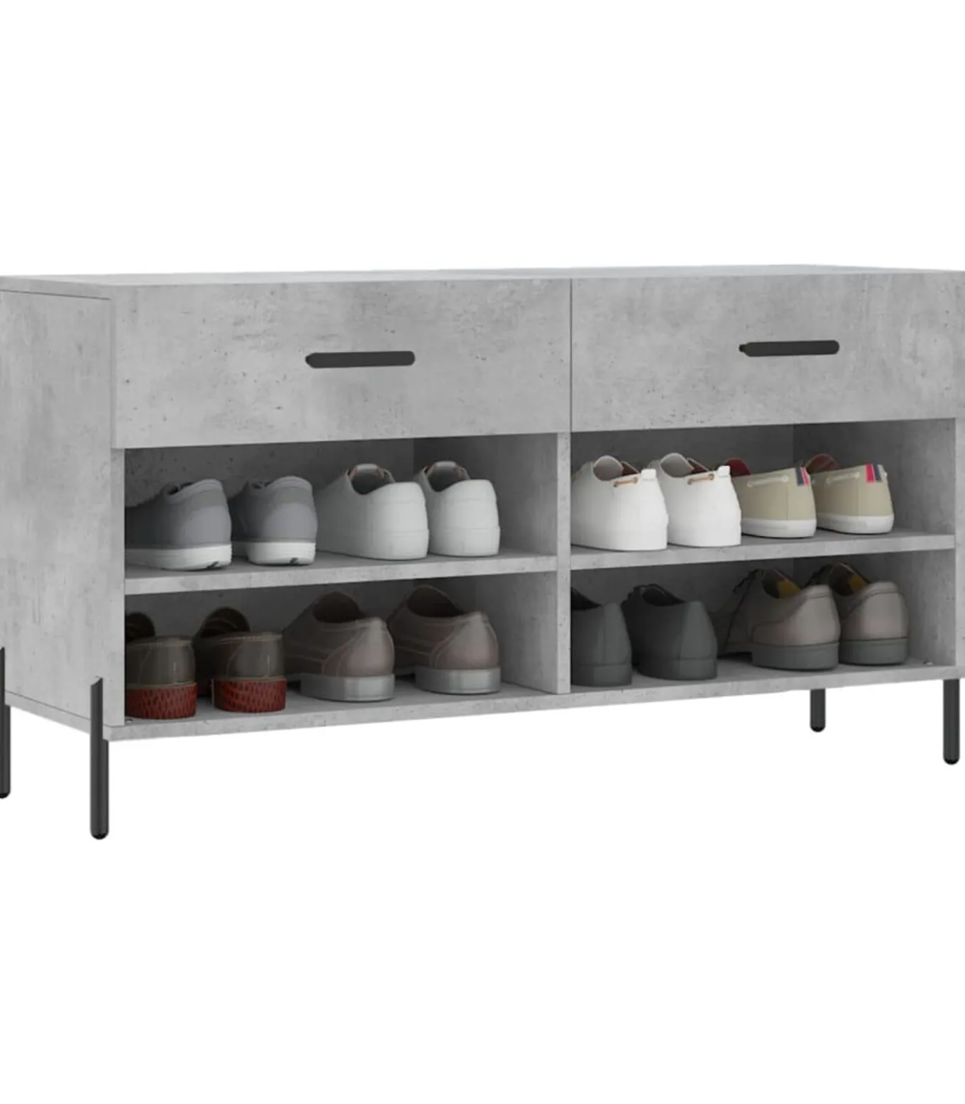 Schoenenbank 102x35x55 cm bewerkt hout betongrijs