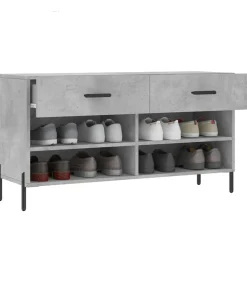 Schoenenbank 102x35x55 cm bewerkt hout betongrijs