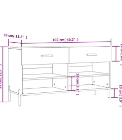 Schoenenbank 102x35x55 cm bewerkt hout betongrijs
