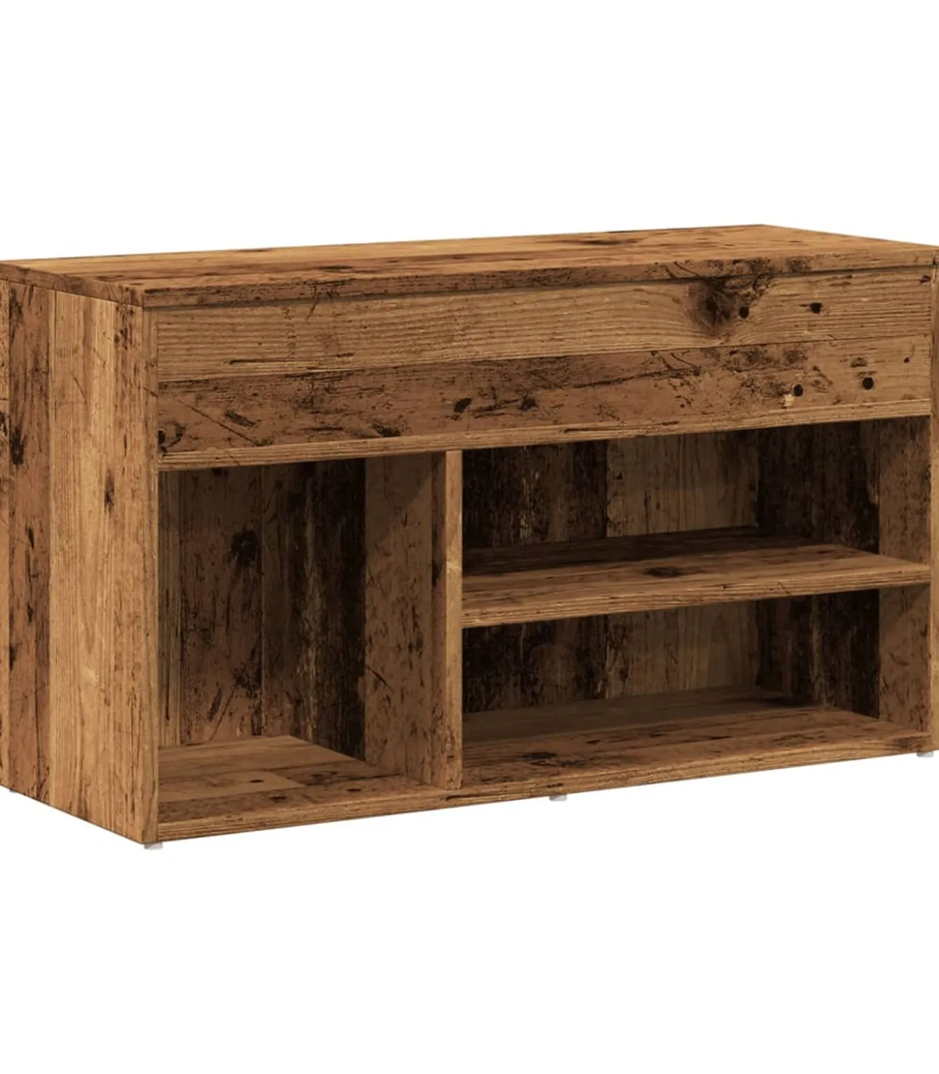 Schoenenbank 80x30x45 cm bewerkt hout oud houtkleurig