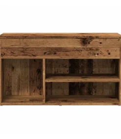 Schoenenbank 80x30x45 cm bewerkt hout oud houtkleurig