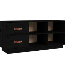 Schoenenbank 100x34x45 cm massief grenenhout zwart