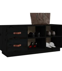 Schoenenbank 100x34x45 cm massief grenenhout zwart