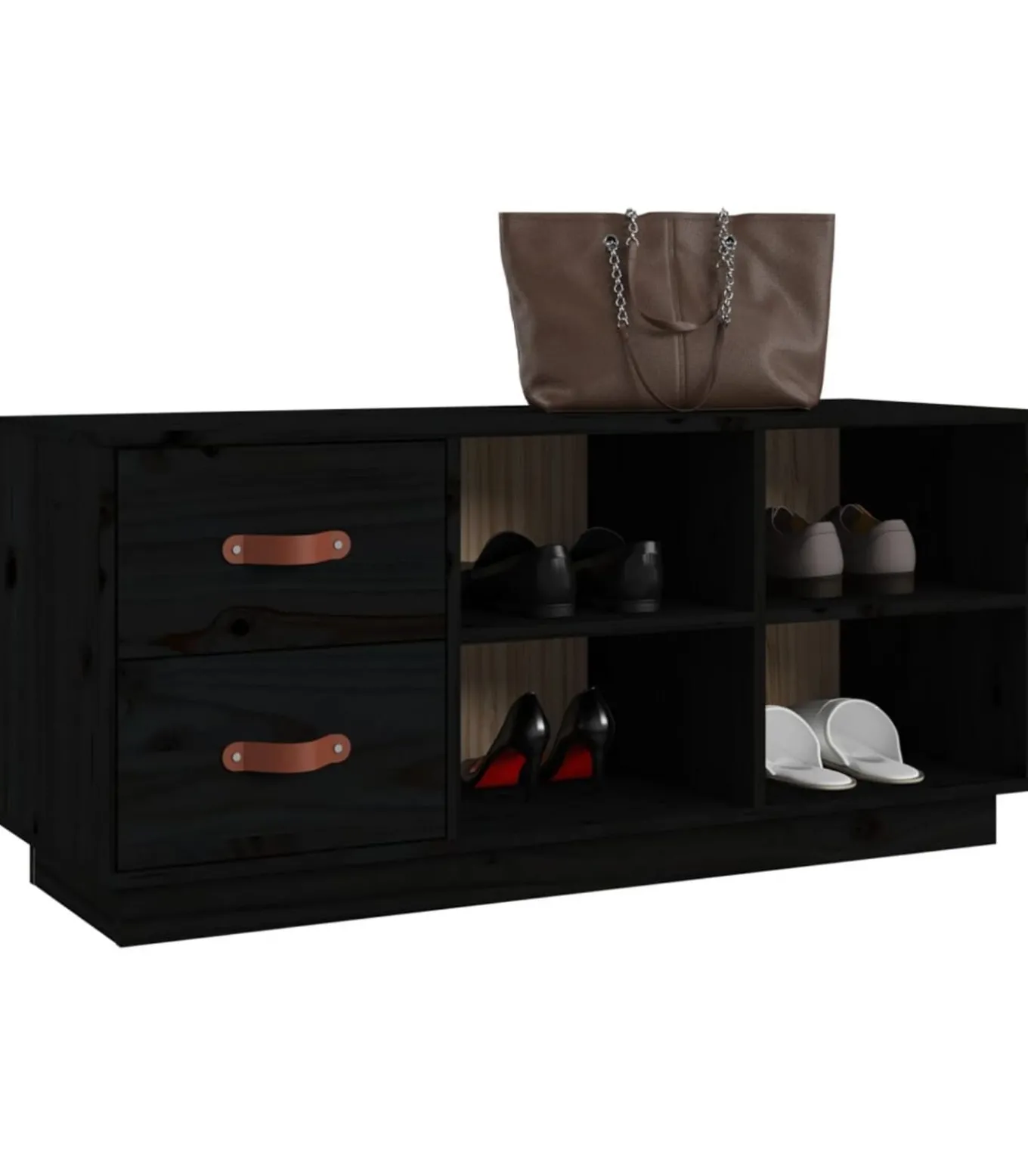 Schoenenbank 100x34x45 cm massief grenenhout zwart