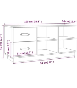 Schoenenbank 100x34x45 cm massief grenenhout zwart