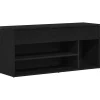 Schoenenbank 102x30,5x45 cm spaanplaat zwart eikenkleurig