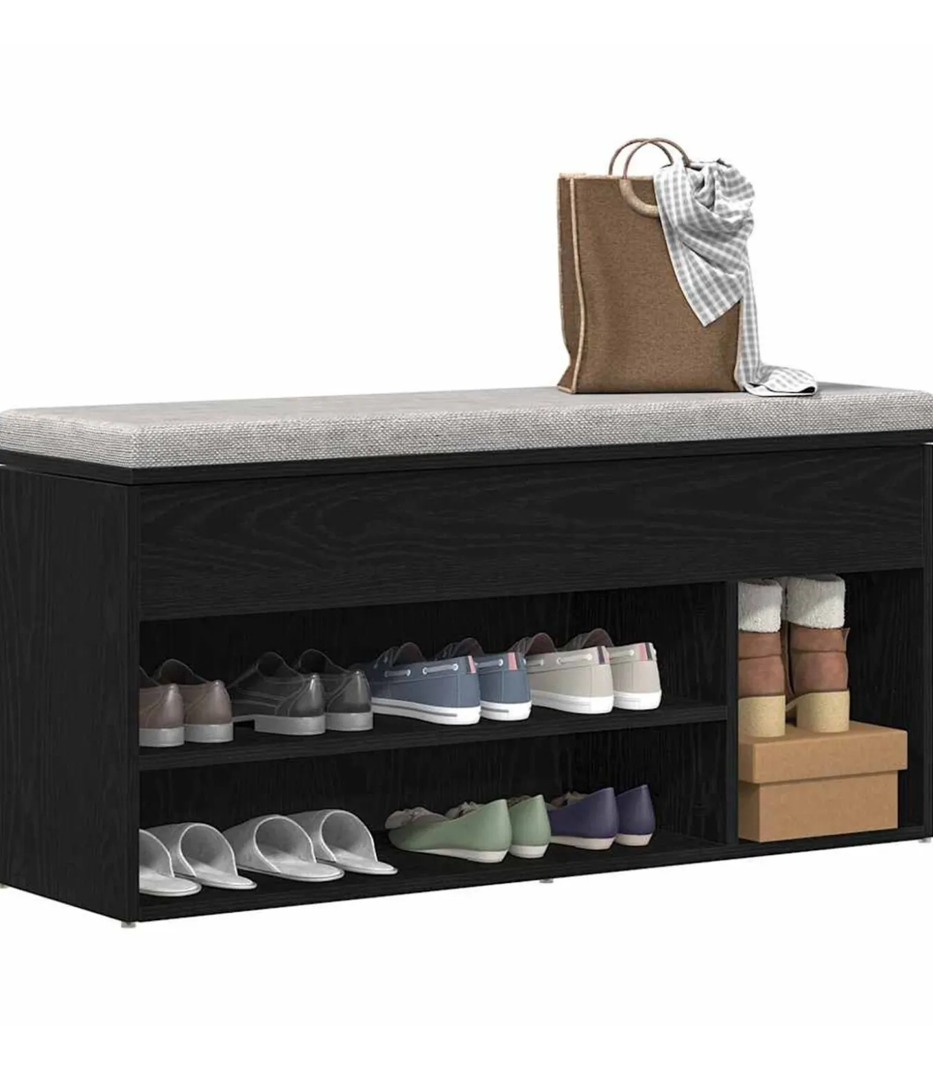 Schoenenbank 102x30,5x45 cm spaanplaat zwart eikenkleurig