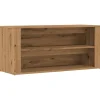 Schoenenbankje 100x35x45 cm bewerkt hout artisanaal eikenkleur