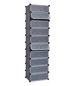 Schoenenkast met 10 ineengrijpende vakken zwart