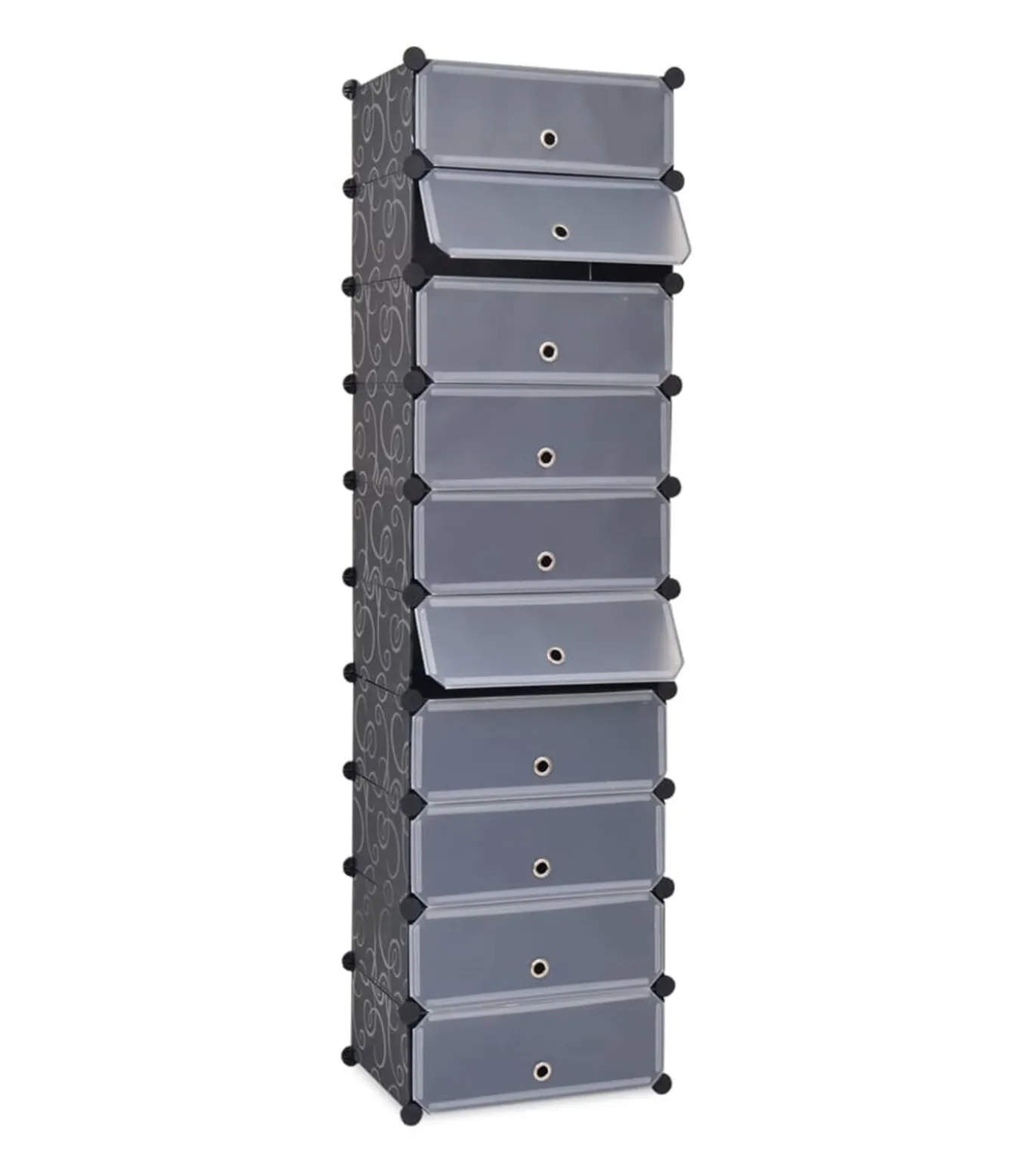 Schoenenkast met 10 ineengrijpende vakken zwart