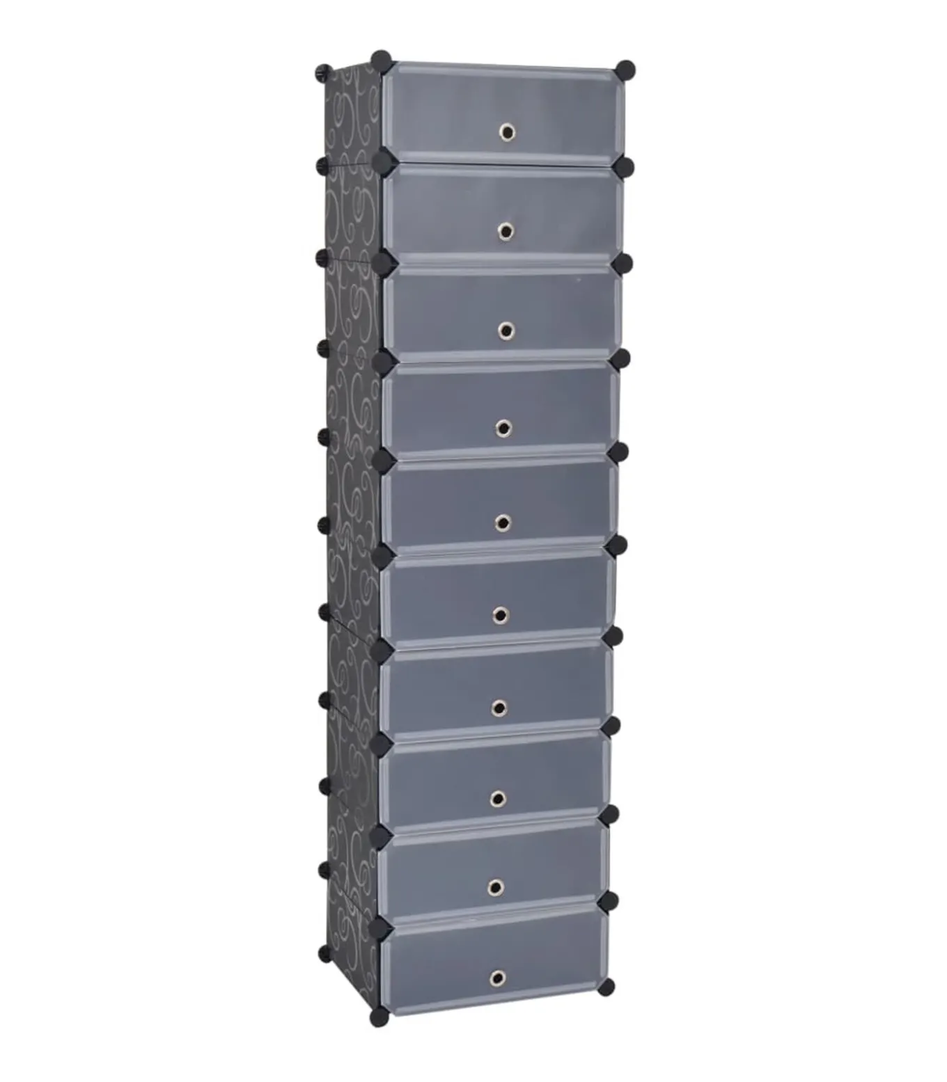 Schoenenkast met 10 ineengrijpende vakken zwart